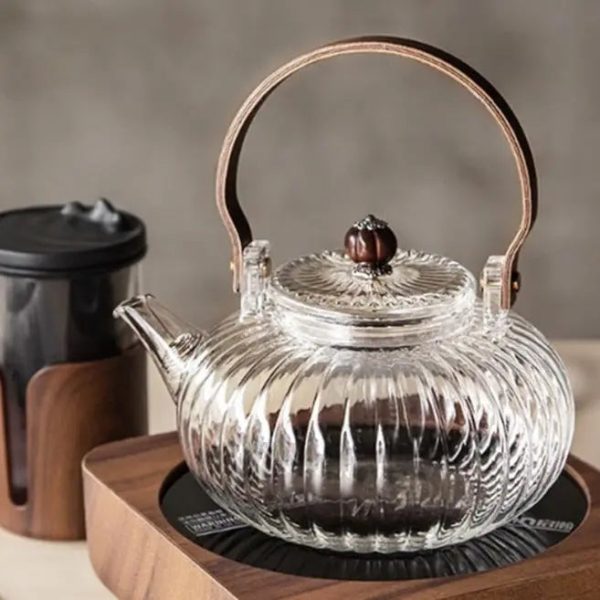 Théière en verre avec anse en bois 900ML