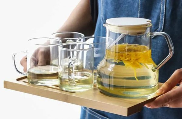 Théière en verre, design élégant, capacité 1 litre