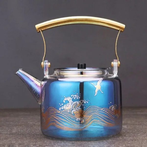 Théière en verre coloré océan 1L