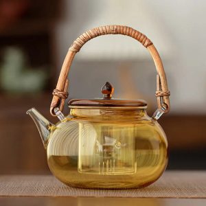 Théière ronde en verre coloré, 1 litre