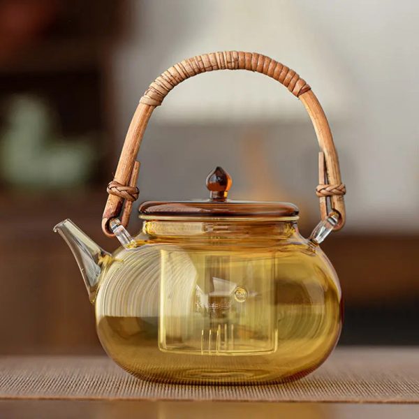 Théière ronde en verre coloré, 1 litre