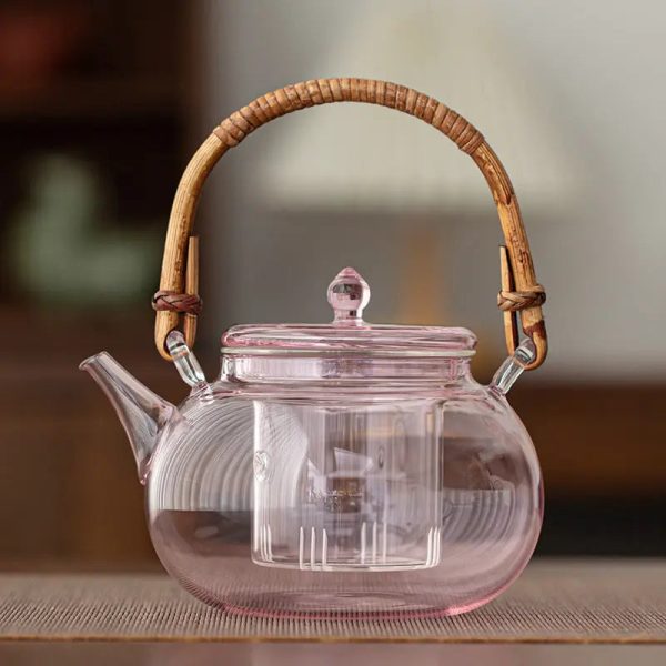 Théière ronde en verre pour infusion de thé