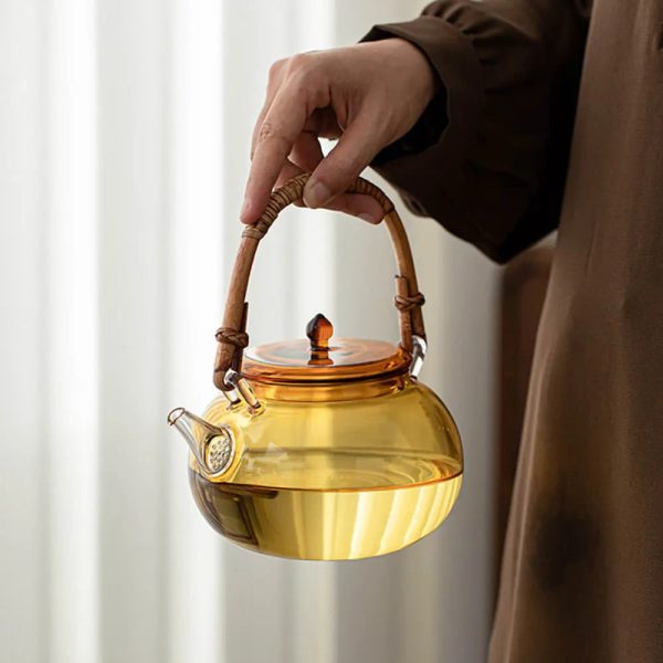 Théière en verre avec finition colorée, 1L