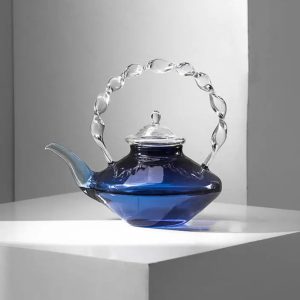 Théière en verre design bleue 800ML