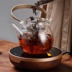 Théière en verre moderne, forme poire