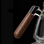 Théière design en verre, 900ML, avec éléments en bois