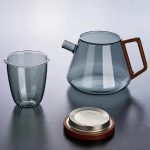 Théière moderne en verre et bois, capacité de 700ml