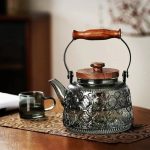 Théière transparente en verre, 900ml, style élégant et moderne