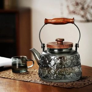 Théière transparente en verre, 900ml, style élégant et moderne