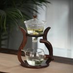 Théière moderne 300ML en verre et bois naturel