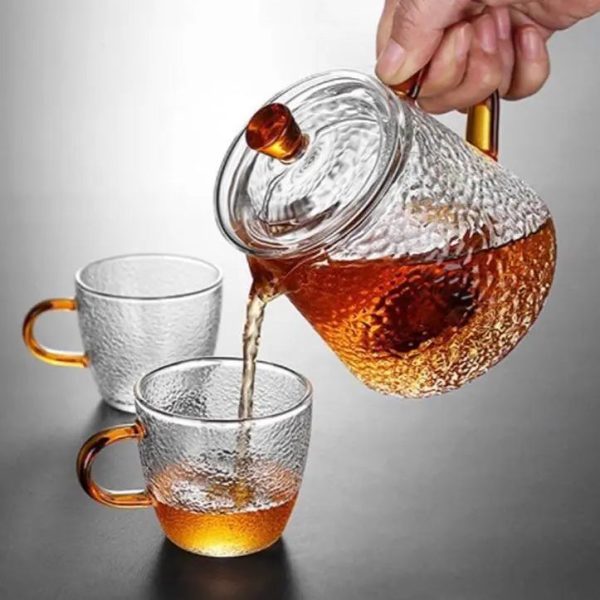 Théière en verre granulée 450ML - design élégant et pratique