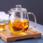 Théière en verre haute 600ML, design élégant pour infusion