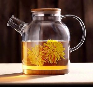 Théière en verre haute 1.6L pour infusion élégante