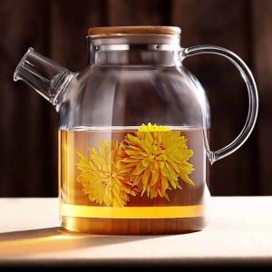 Théière en verre haute 1.6L pour infusion élégante