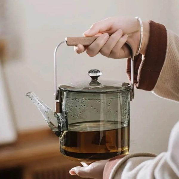 Théière en verre moderne transparente 1L