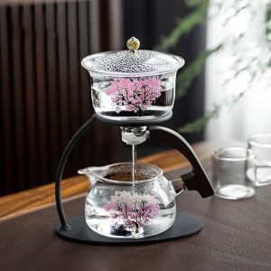Théière en verre originale avec motifs de cerisiers 300ML