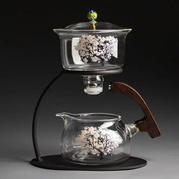 Accessoire de thé en verre avec motif cerisier élégant