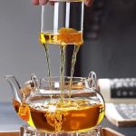 Théière en verre 600ML, design élégant avec anse bambou