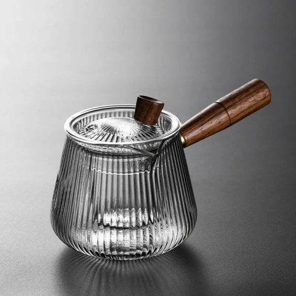 Théière en verre avec poignée en bois latérale 400ML