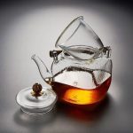 Élégante théière en verre, poignée en cuivre, 700ML