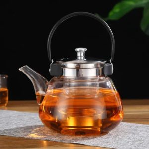 Théière en verre poire avec anse noire 800ml