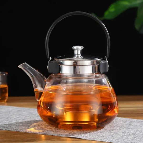 Théière en verre poire avec anse noire 800ml