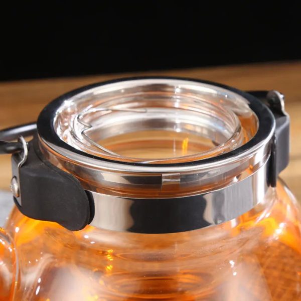 Théière en verre noir et transparent, 800ml