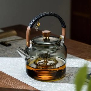 Théière en verre 1L au design vintage