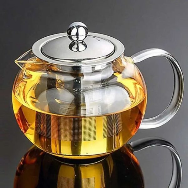 Théière en Verre Ronde 650ML, design élégant et fonctionnel