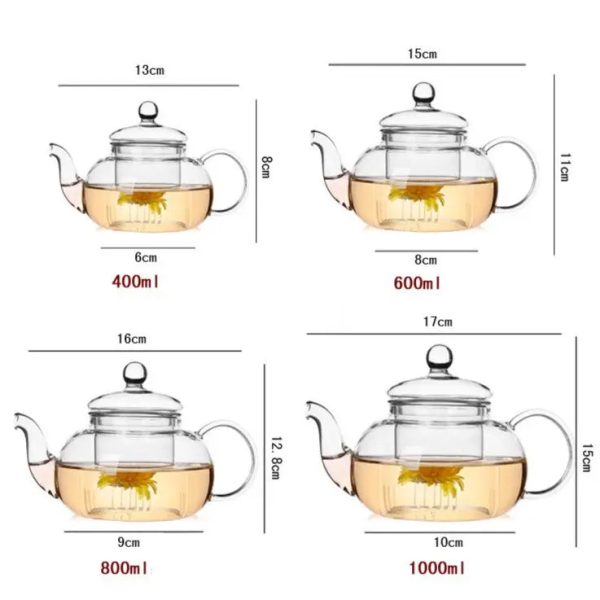 Théière en verre 1L avec infuseur intégré pour un thé parfait