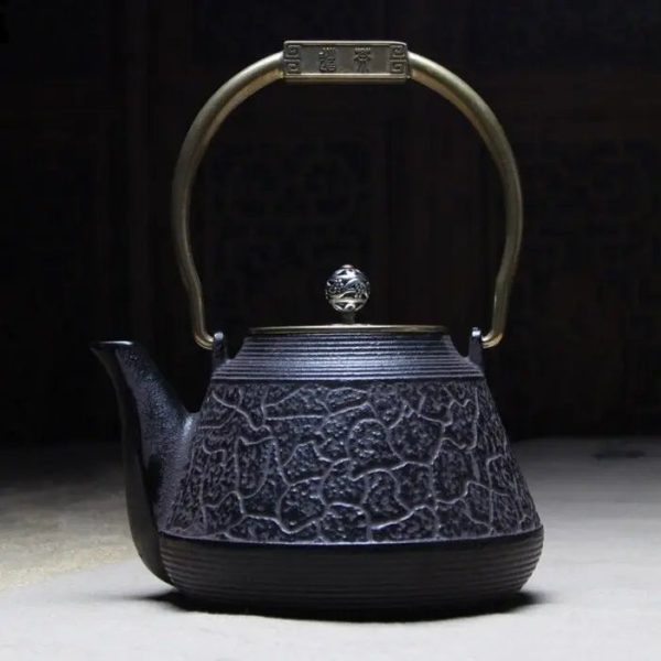 Théière en fonte japonaise 1.3L, design ancien