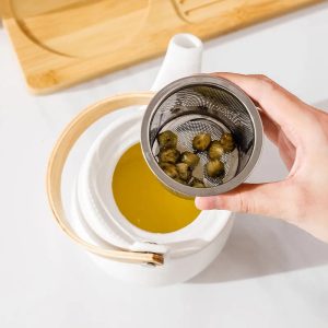Théière 500ml, céramique blanche pour infusion