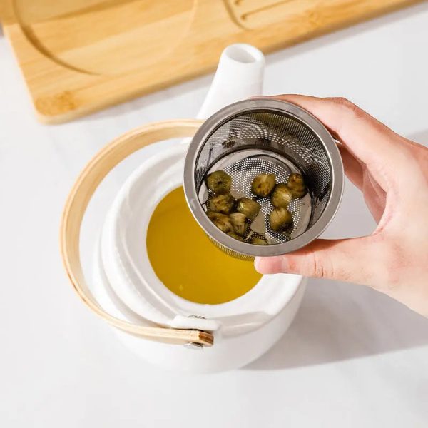 Théière 500ml, céramique blanche pour infusion