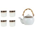 Théière 500ML en céramique blanche, idéale pour le thé japonais