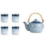 Théière céramique grise design bambou pour le thé