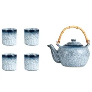 Théière céramique grise design bambou pour le thé