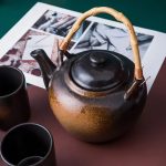 Théière en céramique marron de style japonais 500ML
