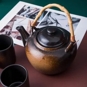 Théière en céramique marron de style japonais 500ML