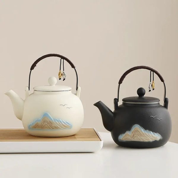 Théière en Céramique motif Montagnes et Oiseaux
