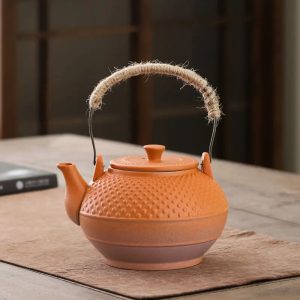 Théière en céramique orange 600ml pour le thé