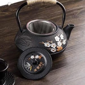 Théière en fonte fleurs blanches 800ML japonaise