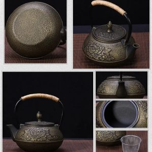 Théière en fonte avec motif de fleurs, 800ML, design japonais