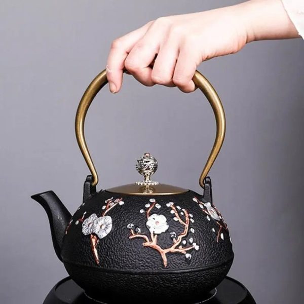 Théière Japonaise en Fonte 1.2L Cerisiers Blancs