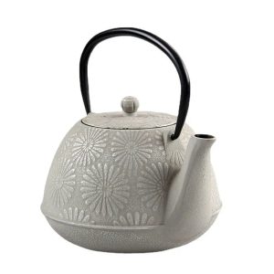 Théière en fonte avec motifs floraux, capacité 1.2L