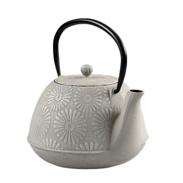 Théière en fonte avec motifs floraux, capacité 1.2L