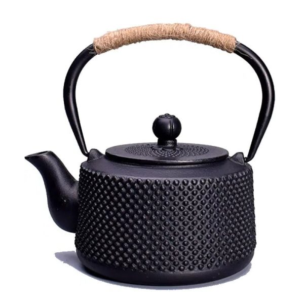 Théière japonaise en fonte noire 850ml avec motifs
