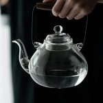 Théière en verre 1L, forme poire, pour infusions