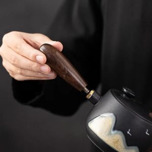 Théière en céramique noire, capacité 320ml, style japonais