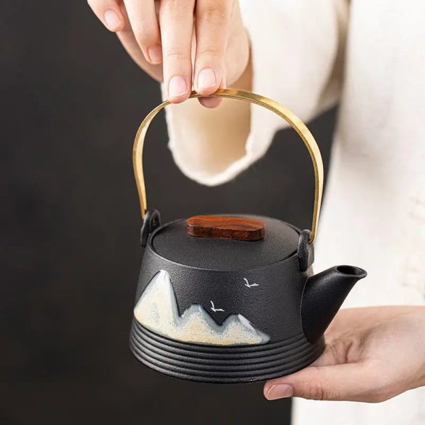 Théière Japonaise en céramique noire, 290ml