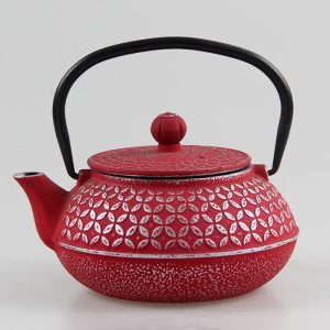 Théière en fonte rouge motifs cercles 600ml